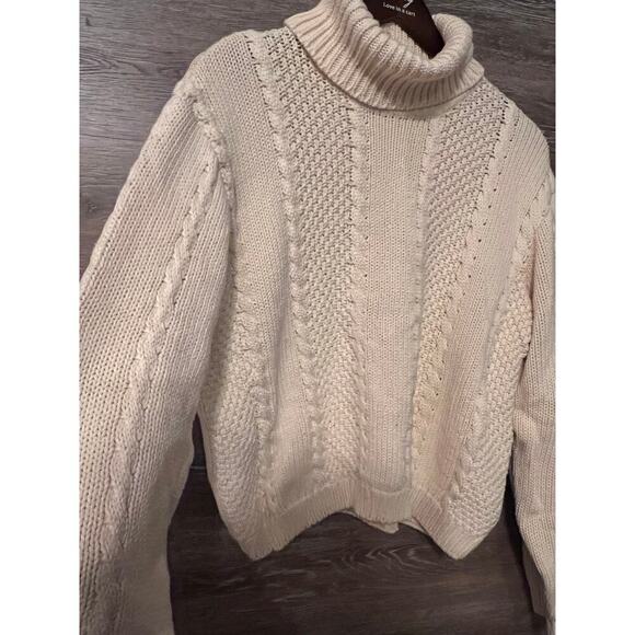 Lord and taylor Fisherman Sweater Pullover Women Size Large Preppy Neutral - Picture 2 of 7